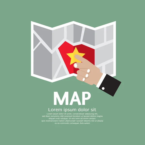 Mapa de papel na ilustração do vetor da mão — Vetor de Stock