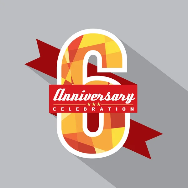 6de jaar verjaardag viering ontwerp — Stockvector