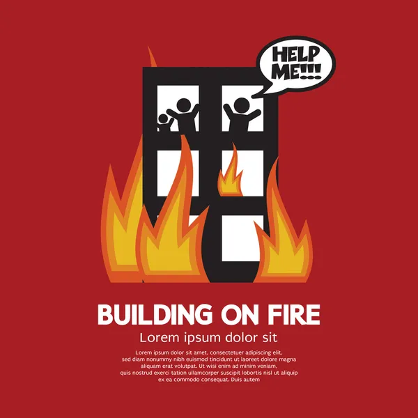 Building On Fire Vector Illustration — Wektor stockowy