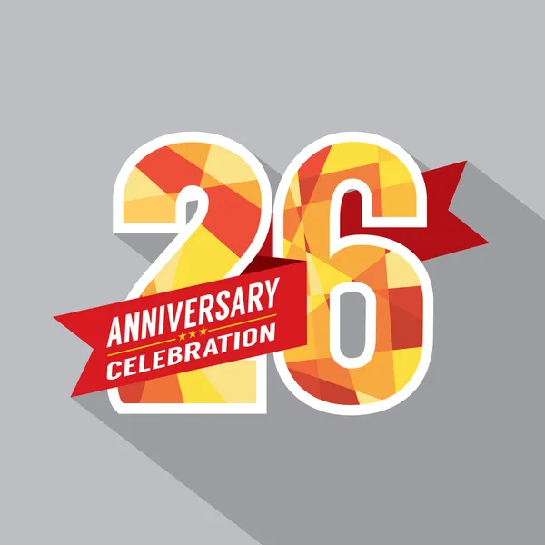 26 anni Anniversario Celebrazione Design — Vettoriale Stock