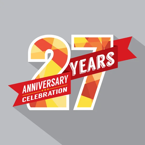 27º Aniversario Celebración Diseño — Vector de stock