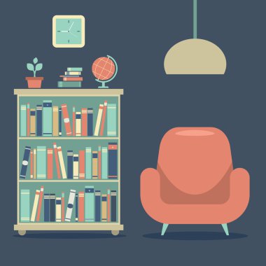 modern tasarım iç kanepe ve kitap dolabı 