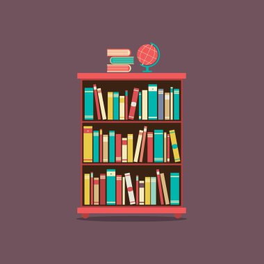 düz tasarım kitap kabine vektör çizim