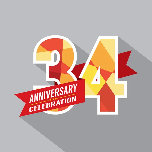 34º Aniversario Celebración Diseño — Vector de stock
