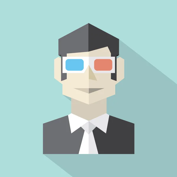 Hombre con gafas 3D icono — Archivo Imágenes Vectoriales