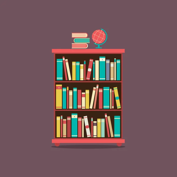 Flat Design Book Cabinet Vector Illustration — Stock Vector