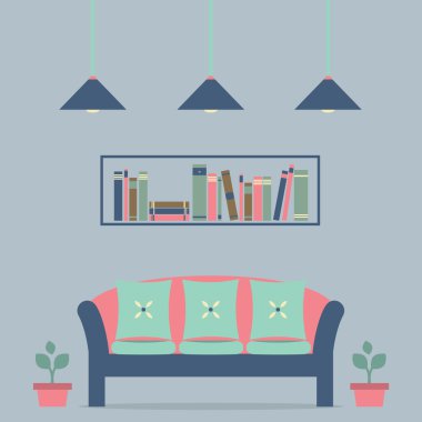 modern tasarım iç kanepe ve bookshelf