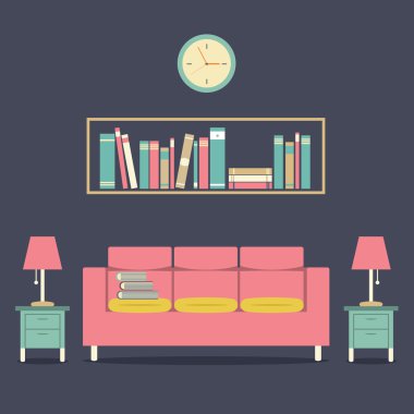 modern tasarım iç kanepe ve bookshelf
