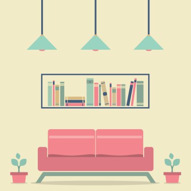 modern tasarım iç kanepe ve bookshelf