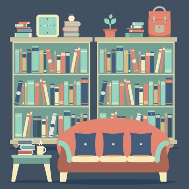 Kitaplık ve modern tasarım iç sandalye