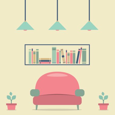 modern tasarım iç kanepe ve bookshelf