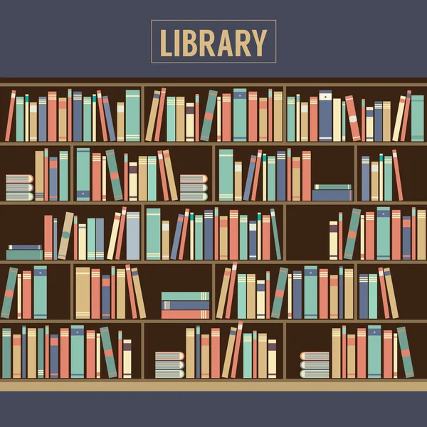 Книжный шкаф в библиотеке — стоковый вектор