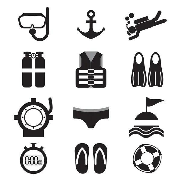 Diving Icon Set Vector Illustration — Stock Vector