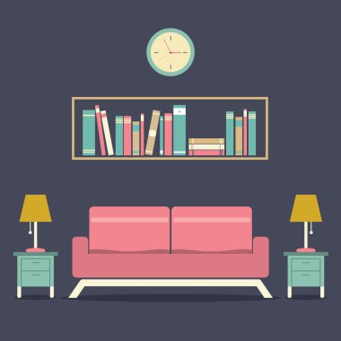 modern tasarım iç kanepe ve bookshelf