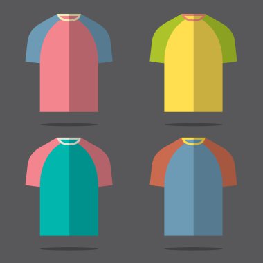 düz tasarım t-shirt set vektör çizim
