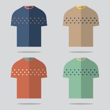 düz tasarım t-shirt set vektör çizim