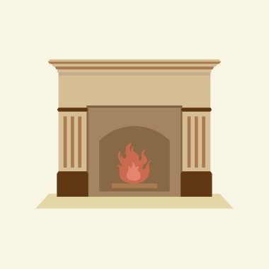 Modern düz tasarım şömine vektör çizim