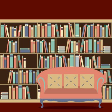 koltuğun önünde bir kitaplık okuma