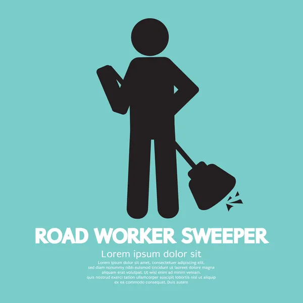 Road Worker Sweeper Vector Illustration — Stock Vector