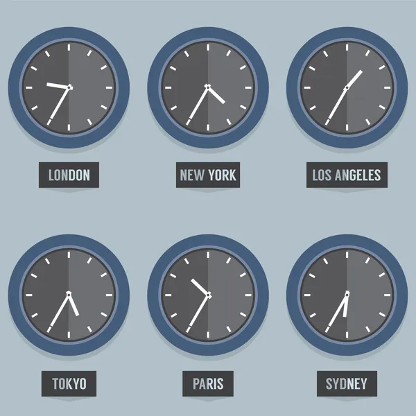 Conjunto de Reloj del Tiempo de Ciudad Capital — Vector de stock