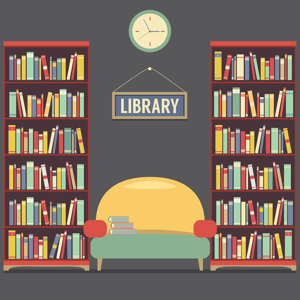 Empty Reading Seat In Library Vector Illustration