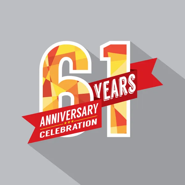 61 år anniversary celebration design — 图库矢量图片