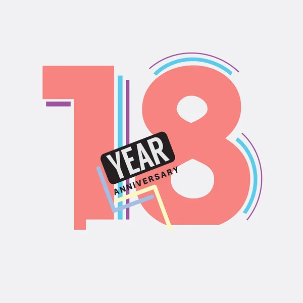 18Th Years Anniversary Logo Birthday Celebration Abstract Design Vector Illustration — Stock Vector