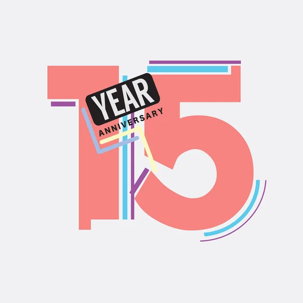 15Th Anniversary Logo Aniversário Celebração Abstrato Design Vector Ilustração — Vetor de Stock