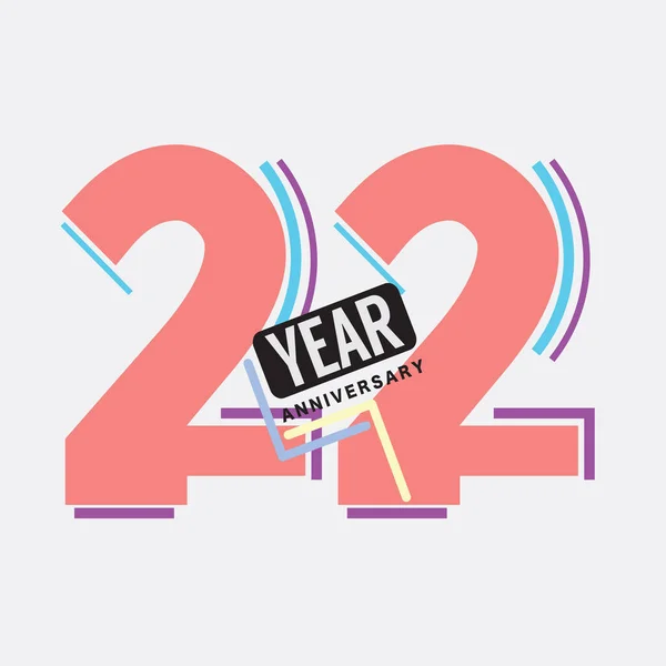 22Th Years Anniversary Logo Celebración Cumpleaños Diseño Abstracto Vector Ilustración — Archivo Imágenes Vectoriales