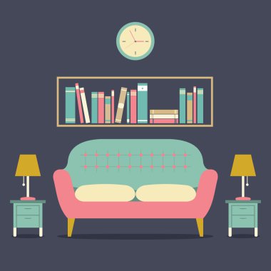 modern tasarım iç kanepe ve bookshelf