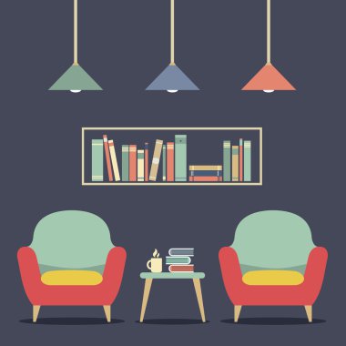 Kitaplık ve modern tasarım iç sandalye