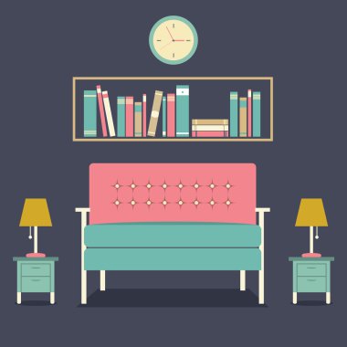 modern tasarım iç kanepe ve bookshelf
