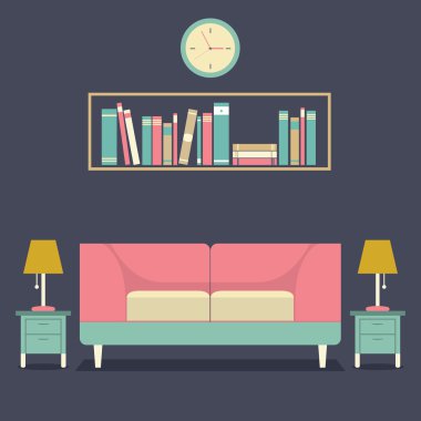 modern tasarım iç kanepe ve bookshelf