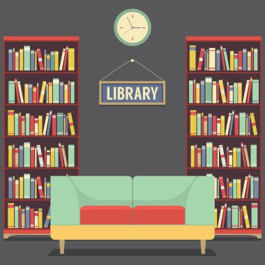 Kütüphane vektör çizim koltukta boş okuma