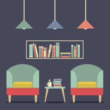 Kitaplık ve modern tasarım iç sandalye