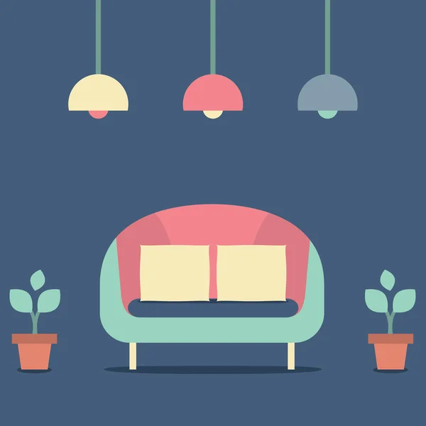 Диван-кровать с плоским дизайном — стоковый вектор
