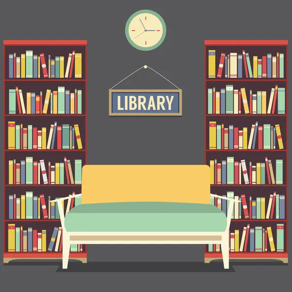 Asiento de lectura vacío en la biblioteca Vector Ilustración — Vector de stock