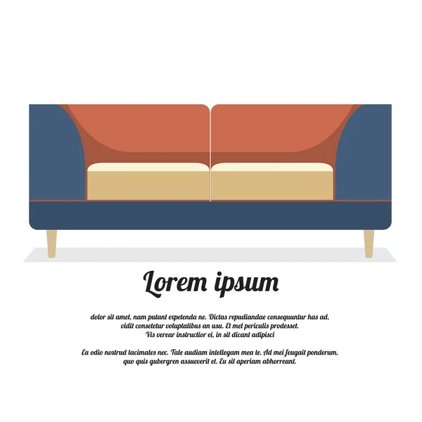 Modern Sofa Vintage Style Vector Illustration — Stock Vector