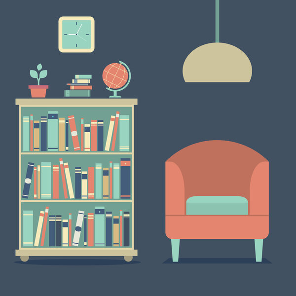 Modern Design Interior Sofa And Bookcase