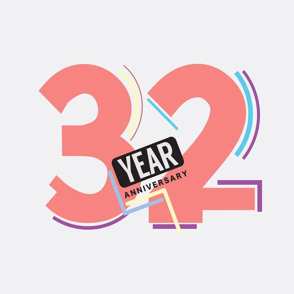 32Th Years Anniversary Logo Födelsedag Firande Abstrakt Design Vektor Illustration — Stock vektor