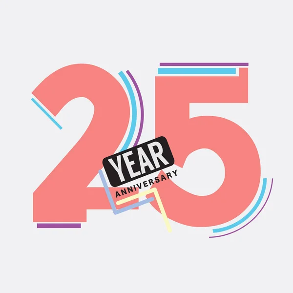 25Th Years Anniversary Logo Urodziny Uroczystość Abstrakcyjny Projekt Wektor Ilustracja — Wektor stockowy