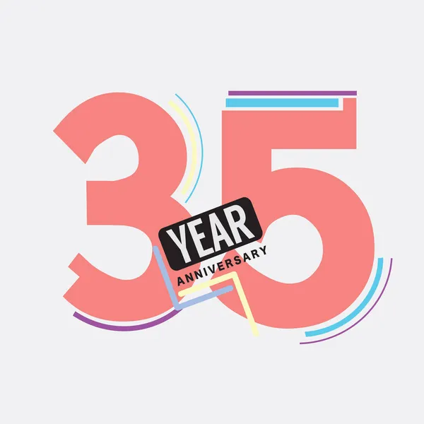 35Th Years Anniversary Logo Celebración Cumpleaños Diseño Abstracto Vector Ilustración — Vector de stock