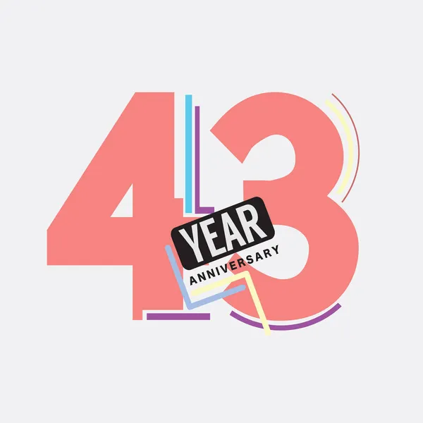 43Th Years Anniversary Logo Birthday Celebration Abstract Design Vector Illustration — Stockový vektor