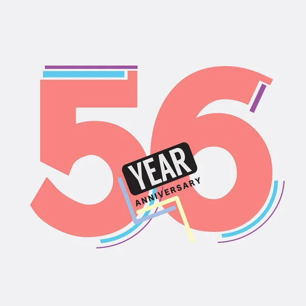56Th Years Anniversary Logo Celebración Cumpleaños Diseño Abstracto Vector Ilustración — Vector de stock