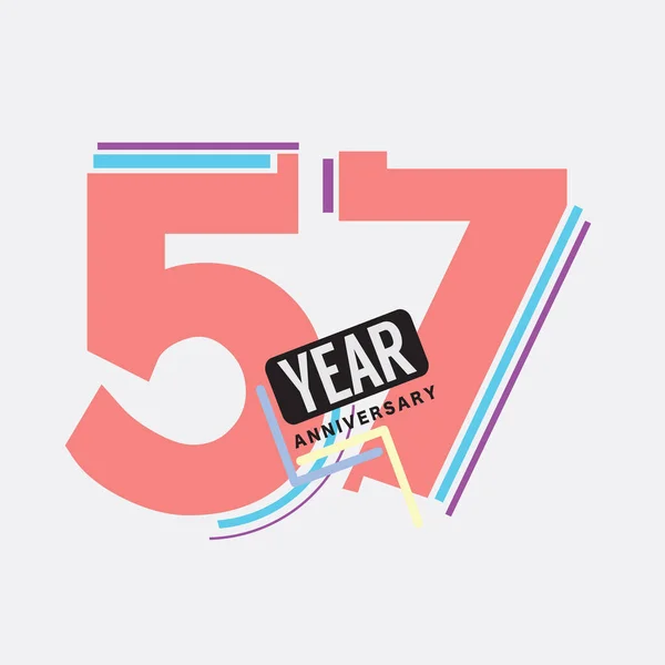 57Th Years Anniversary Logo Celebración Cumpleaños Diseño Abstracto Vector Ilustración — Archivo Imágenes Vectoriales