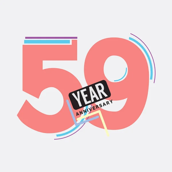 Logo Del 59Esimo Anniversario Celebrazione Del Compleanno Design Astratto Illustrazione — Vettoriale Stock