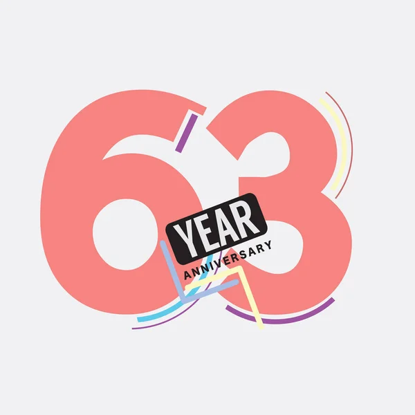 63Th Years Anniversary Logo Birthday Celebration Abstract Design Vector Illustration — Stock Vector