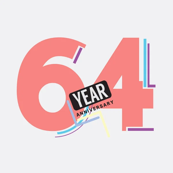 Célébration Anniversaire Logo 64E Anniversaire Illustration Vectorielle Conception Abstraite — Image vectorielle