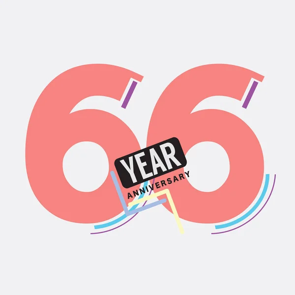 66Esimo Anniversario Logo Compleanno Celebrazione Astratto Disegno Vettoriale Illustrazione — Vettoriale Stock