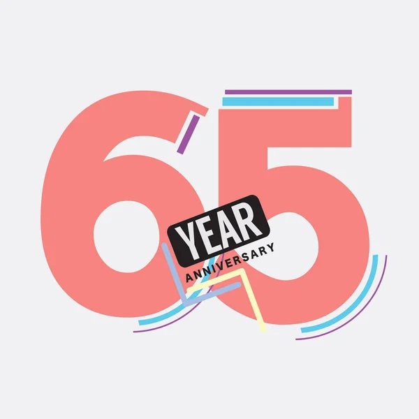 Célébration Anniversaire Logo 65E Anniversaire Illustration Vectorielle Conception Abstraite — Image vectorielle